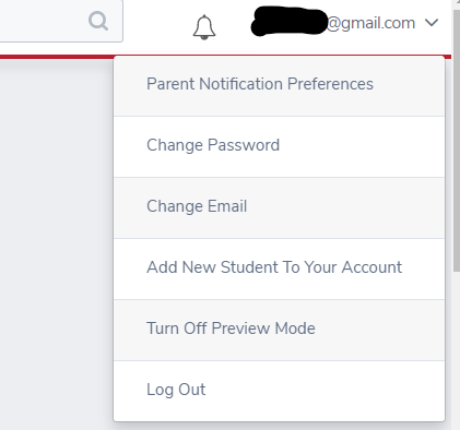 screenshot for accessing notification preferences in parent portal